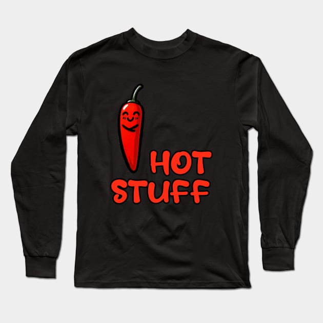 Hot Stuff Red Chili Long Sleeve T-Shirt by DoodleDashDesigns